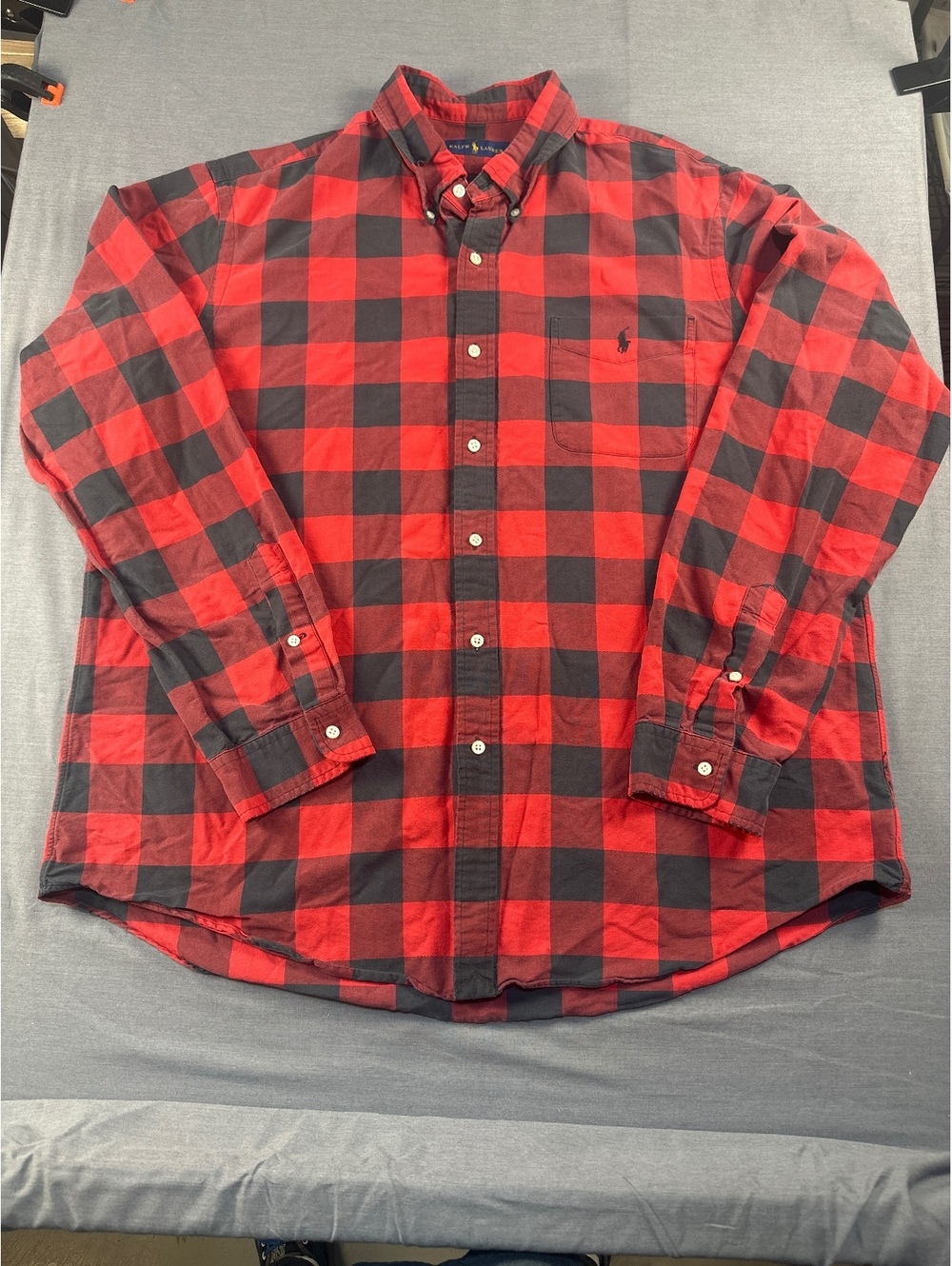 Polo Ralph Lauren Men's Red and Black Checkered Button-Up Shirt Size XXL